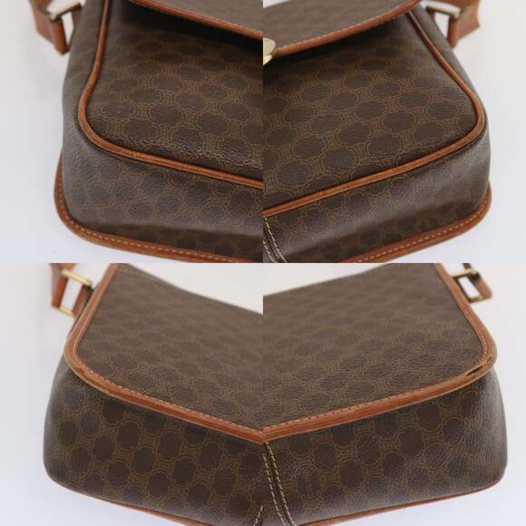 CELINE Macadam Canvas Shoulder Bag Pvc Leather Brown - Picture 10 of 12